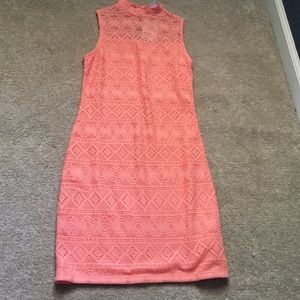 H&M lace coral mini halter neck dress NWT small